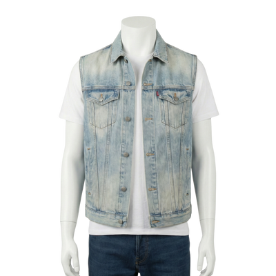 Classic Medium Wash Blue Denim Vest wholesale apparel product image