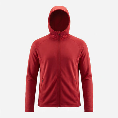 Red hoodie on a light gray background