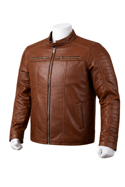 Custom Premium Genuine Leather Jacket – Classic Biker Style manufacturing and bulk supply by DenimByte