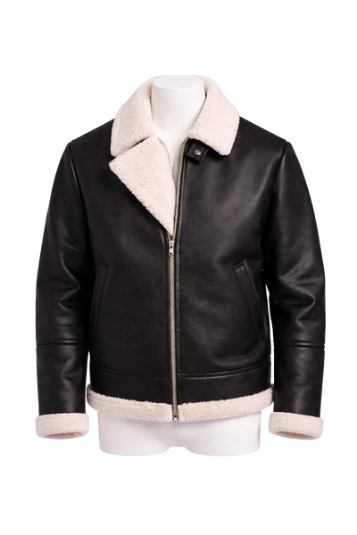 Custom Premium Shearling Aviator Leather Jacket manufacturing and bulk supply by DenimByte