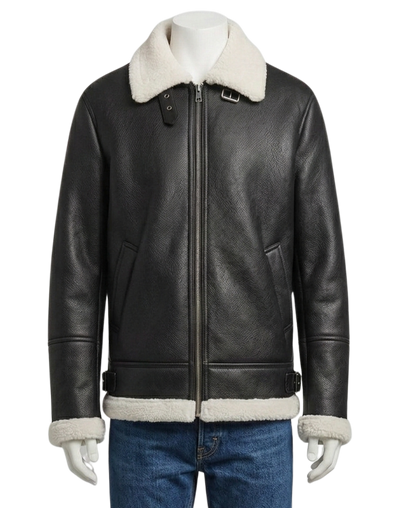 Premium Shearling Aviator Leather Jacket wholesale apparel product image