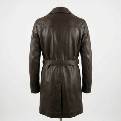 Belted Leather Coat back view private label apparel