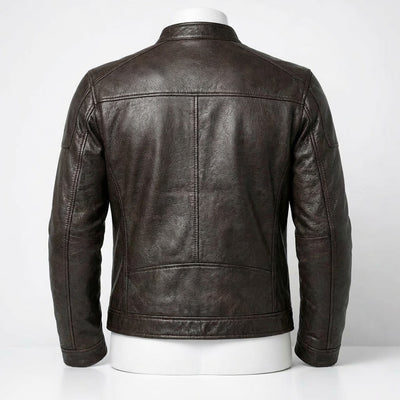 Cafe Racer Leather Jacket back view private label apparel