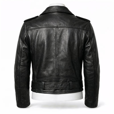 Classic Biker Leather Jacket back view private label apparel
