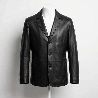 Leather Blazer Jacket front view custom manufacturing
