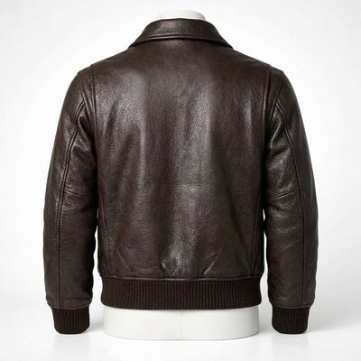 Leather Bomber Jacket back view private label apparel