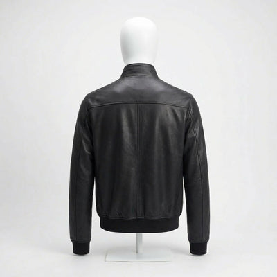 Leather Harrington Jacket back view private label apparel