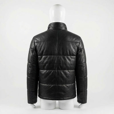 Leather Puffer Jacket back view private label apparel