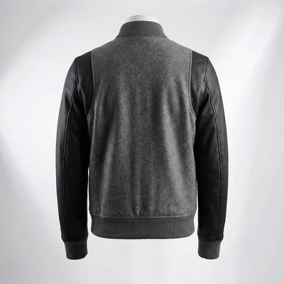 Leather Varsity Jacket back view private label apparel