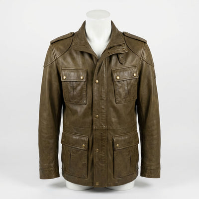 Military Field Leather Jacket front view custom manufacturing