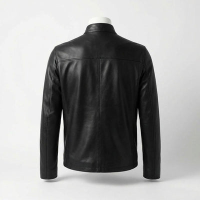 Minimalist Leather Jacket back view private label apparel