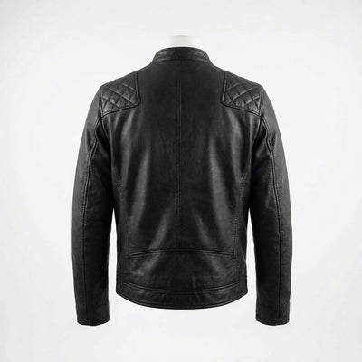 Quilted Leather Jacket back view private label apparel