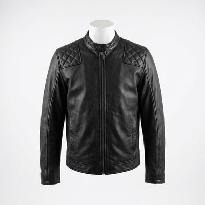Quilted Leather Jacket front view custom manufacturing