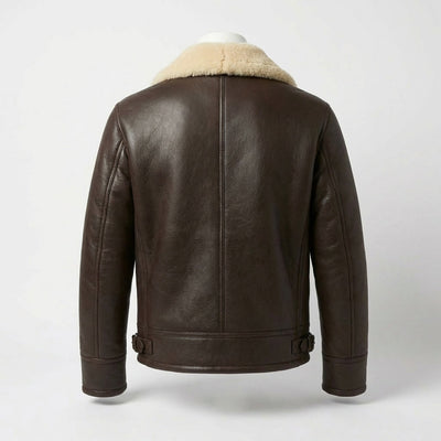 Shearling Aviator Leather Jacket back view private label apparel