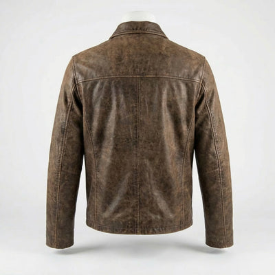 Vintage Distressed Leather Jacket back view private label apparel