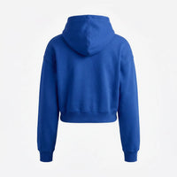 Blue cropped hoodie on a white background
