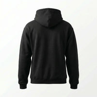 Black hoodie shown from the back on a white background