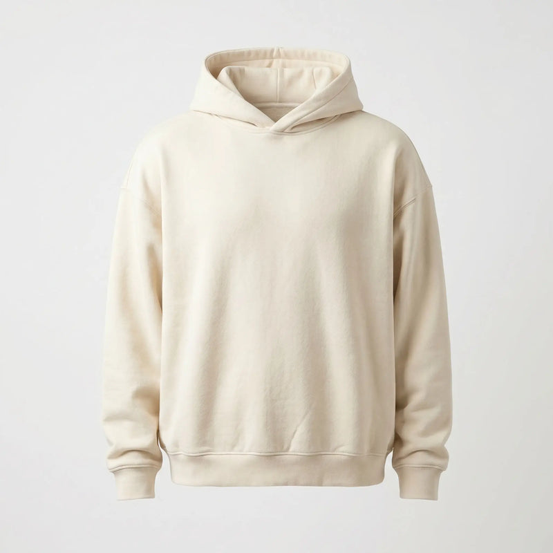 Beige hoodie on a light gray background