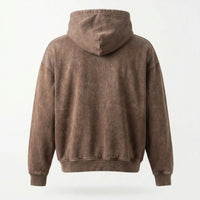 Brown hoodie shown from the back on a white background