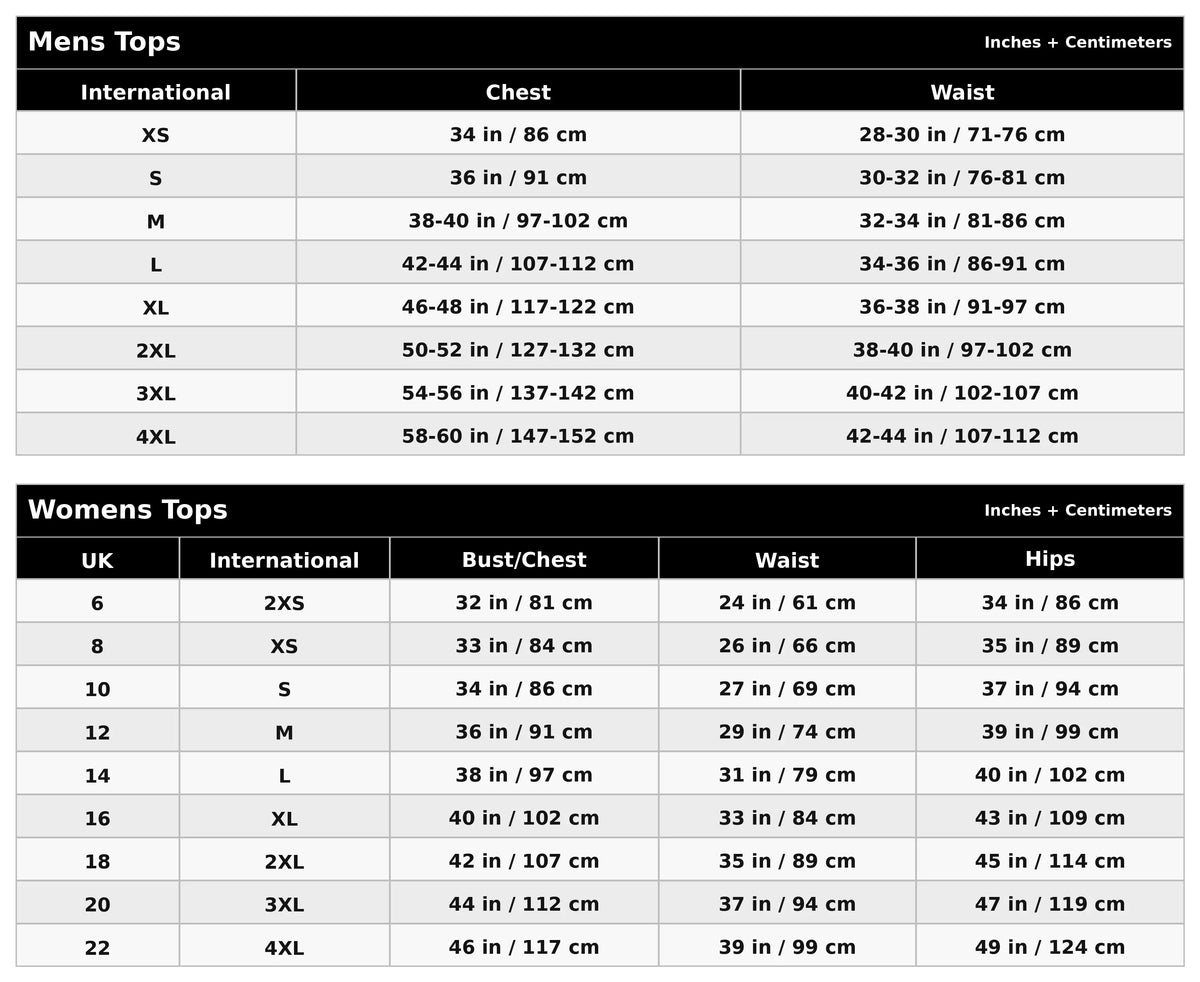 Size Guide for Classic Pullover Hoodie