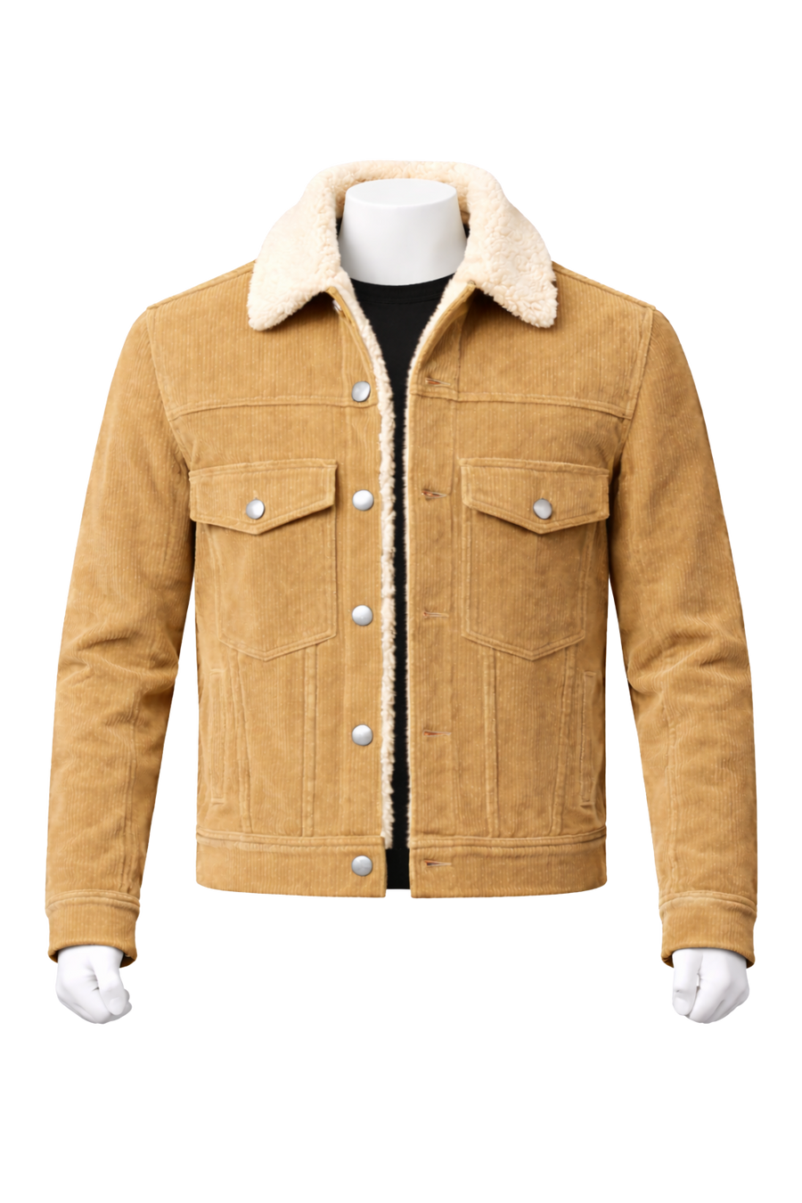 Custom Men’s Corduroy Trucker Jacket with Sherpa Collar manufacturing and bulk supply by DenimByte