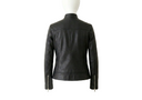 Women's Premium Leather Asymmetrical Biker Jacket back view private label apparel
