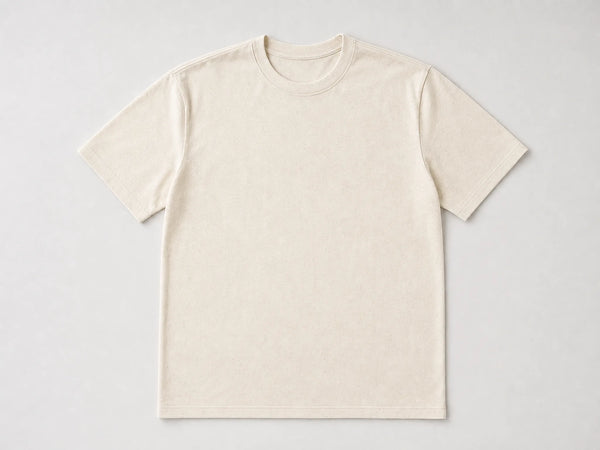 Custom organic cotton T-shirt in natural ecru, front flat lay