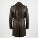 Belted Leather Coat back view private label apparel