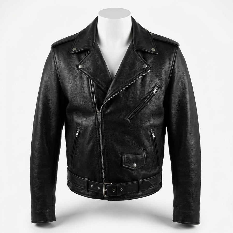 Double Rider Leather Jacket front view custom manufacturing