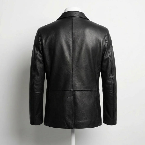 Leather Blazer Jacket back view private label apparel