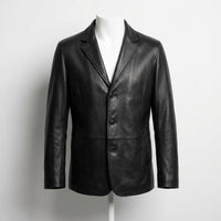 Leather Blazer Jacket front view custom manufacturing
