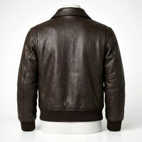 Brown leather jacket on a white background