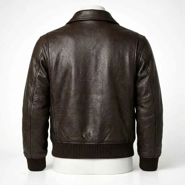 Brown leather jacket on a white background