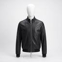 Leather Harrington Jacket front view custom manufacturing