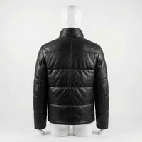 Leather Puffer Jacket back view private label apparel
