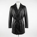 Leather Trench Coat front view custom manufacturing