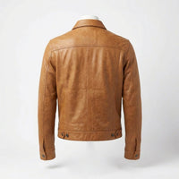 Leather Trucker Jacket back view private label apparel