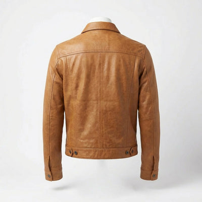 Leather Trucker Jacket back view private label apparel