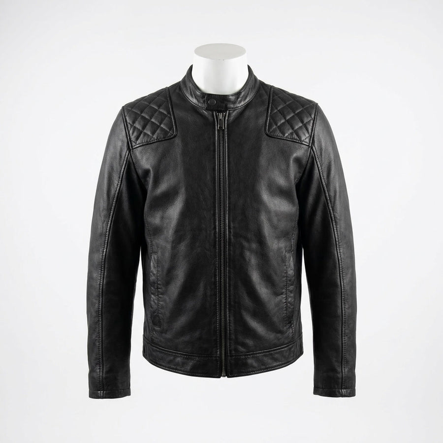 Quilted Leather Jacket front view custom manufacturing