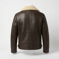 Shearling Aviator Leather Jacket back view private label apparel