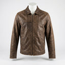 Vintage Distressed Leather Jacket front view custom manufacturing